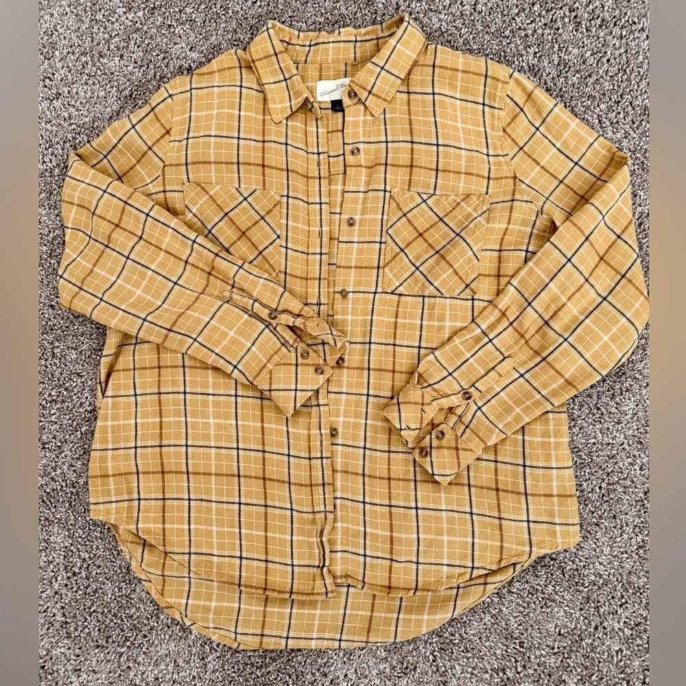 Mustard Plaid Button-Up Shirt